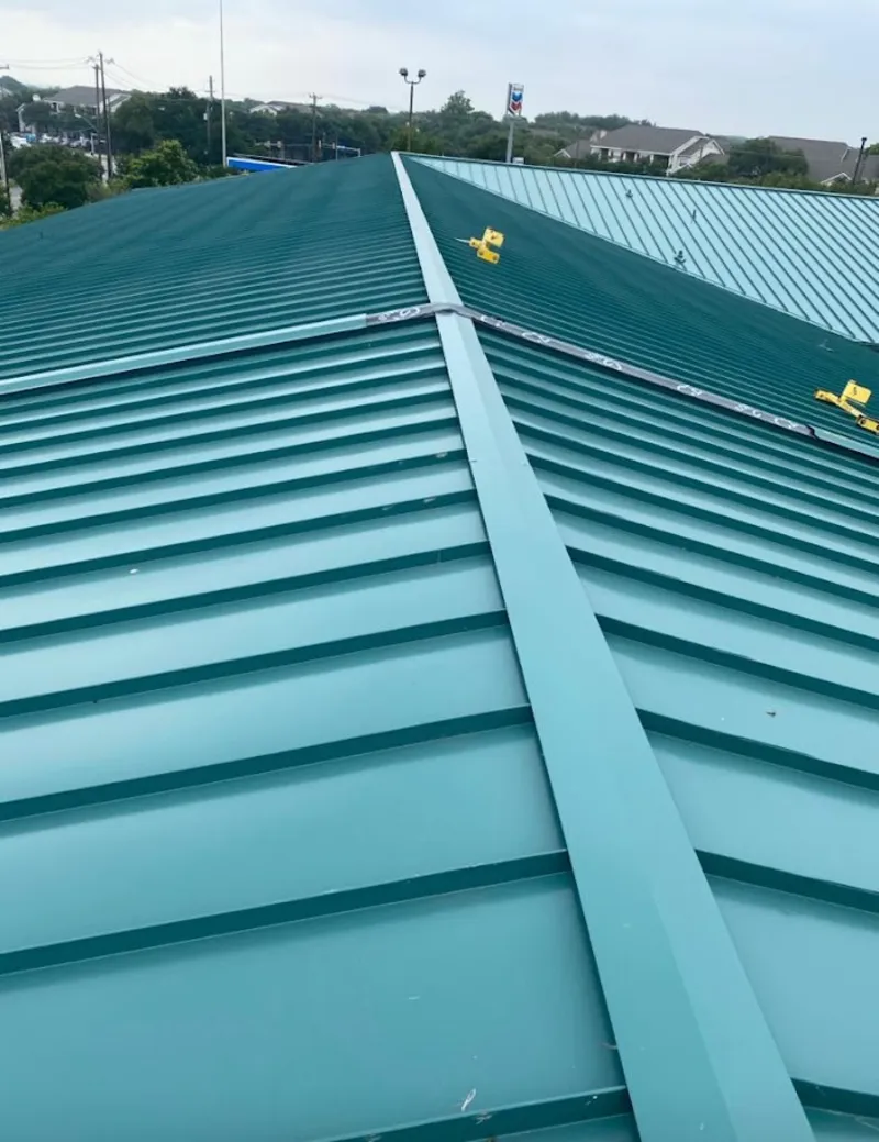 Green commercial metal roof ridge and valley for Metal Roof Repair in Doylestown